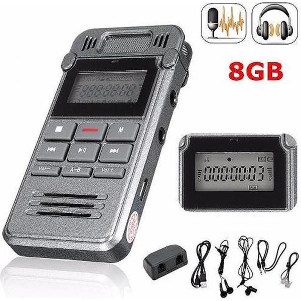 Digitale Dictafoon Voice Recorder - 8 GB - Memo Audio Recorder - Spraak Recorder - Plug&Play - Met Nederlandse Handleiding - Opname Apparaat