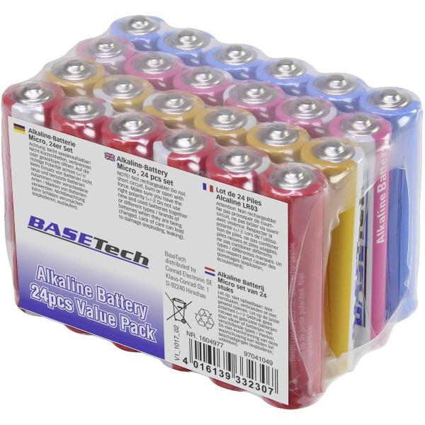 Basetech AAA batterij (potlood) Alkaline 1170 mAh 1.5 V 24 stuks