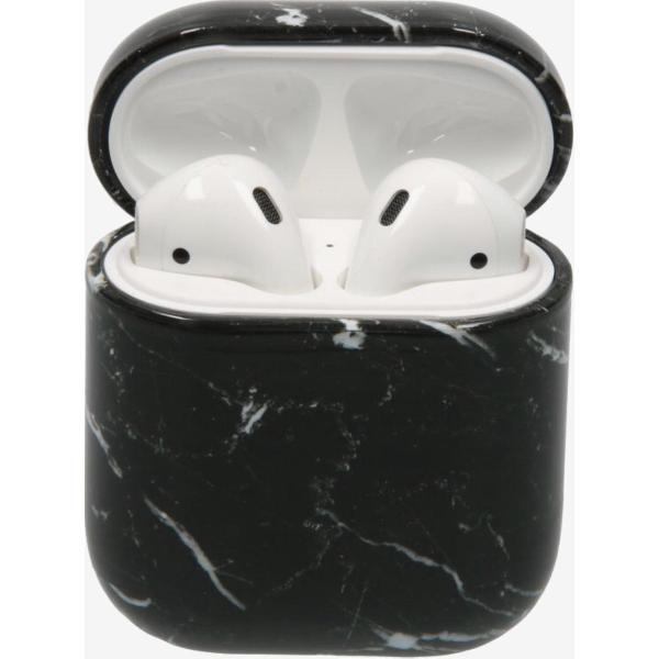 AirPods Marmer Case Cover - Beschermhoes - Zwart - Marmer AirPods Hoesje - Geschikt voor Apple AirPods 1 en 2