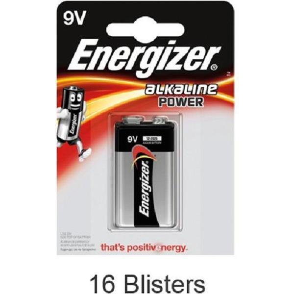 16 stuks (16 blisters a 1 stuk) Energizer Alkaline Power 9V Blok batterij