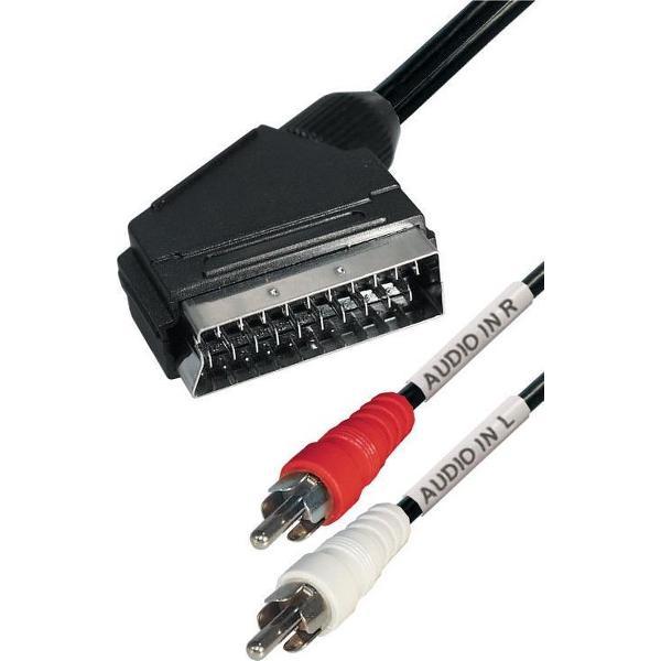 Transmedia Scart (m) naar Tulp stereo 2x RCA (m) audio kabel / zwart - 5 meter