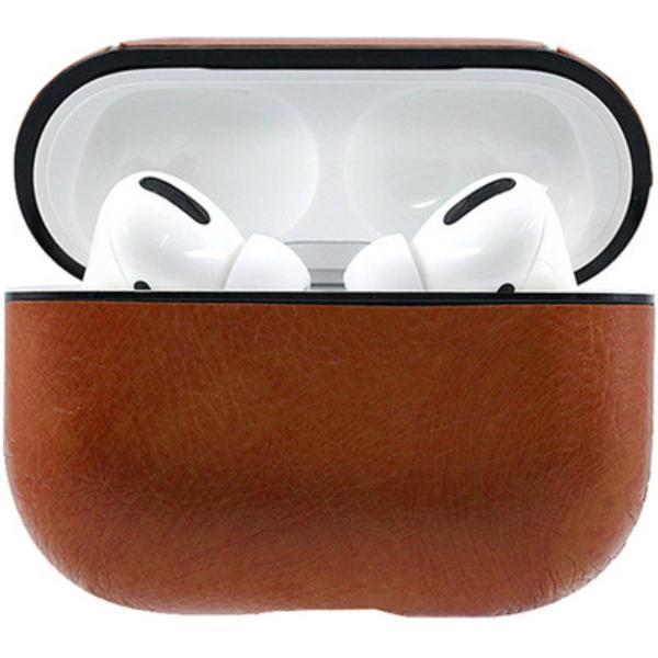 KELERINO. Leren hoesje voor Apple Airpods Pro - Licht Bruin