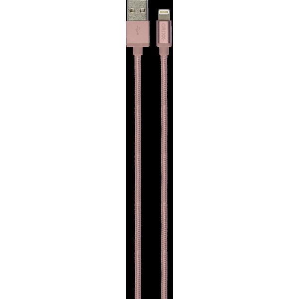 Grixx Optimum Kabel - Apple 8-pin - Gevlochten nylon - 1 meter - Roségoud