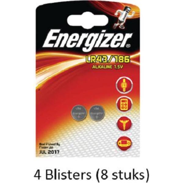 8 stuks (4 blisters a 2 stuks) Energizer knoopcel LR43/186 1.5V