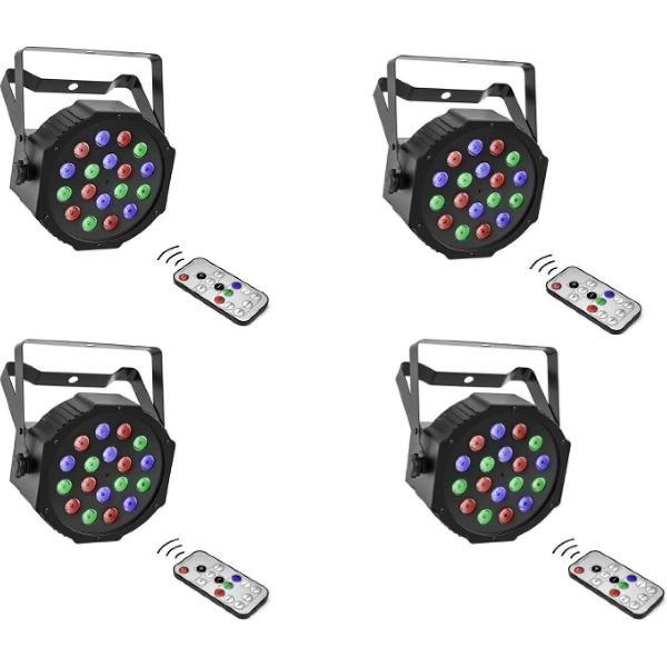Led Par spot set 18x3W R-G-B (SET VAN 4 STUKS) MOONLIGHT