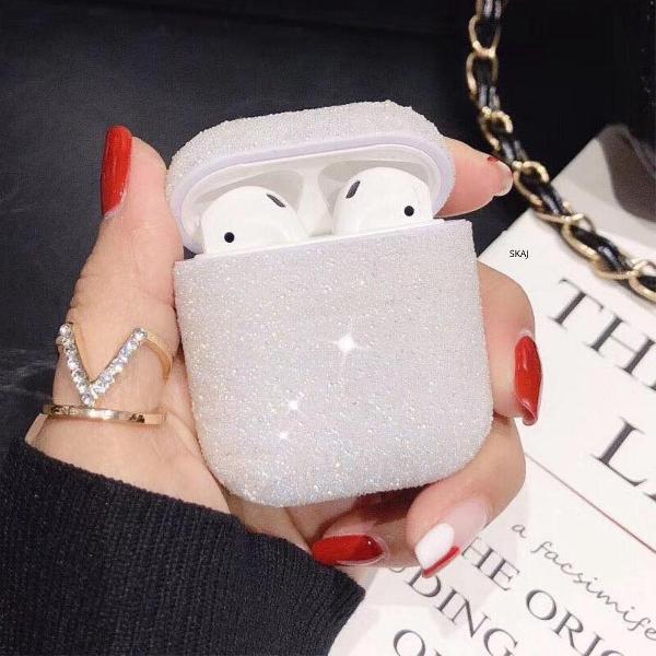 Airpods Apple Cover Case - Swarovski Stenen - Beschermhoes - Geschikt Voor Airpods 1 / 2 - Wit