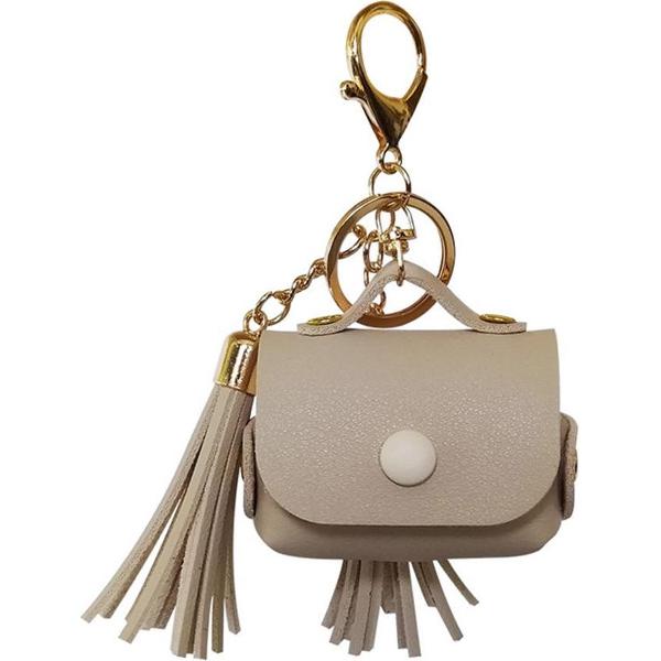 PU lederen AirPods Pro case met kwastjes ontwerp – beige