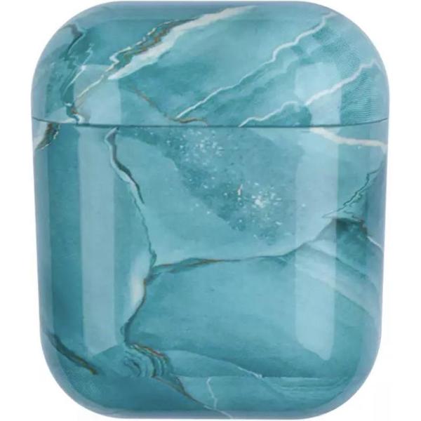 AirPods cover - marmer - hard cover case - Turquoise - Geschikt voor Apple AirPods - beschermdoos - AirPods hoesje - handige gadget