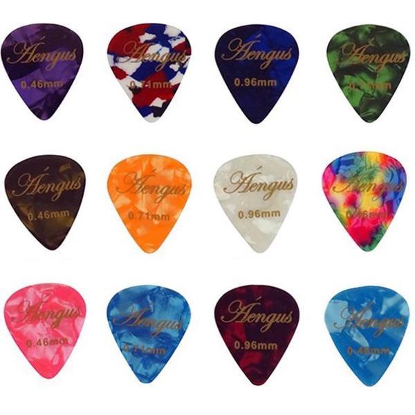 Áengus Plectrum set 12 Celluloid plectrums - in de diktes thin 0.46 medium 0.71 en thick 0.96 mm