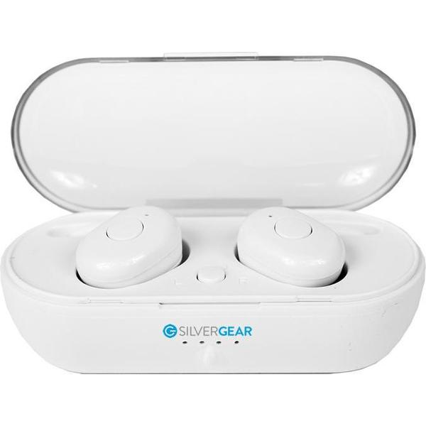 Silvergear Draadloze In Ear Sport Oordopjes - Bluetooth - Oplaadbare Opbergcase - Wit