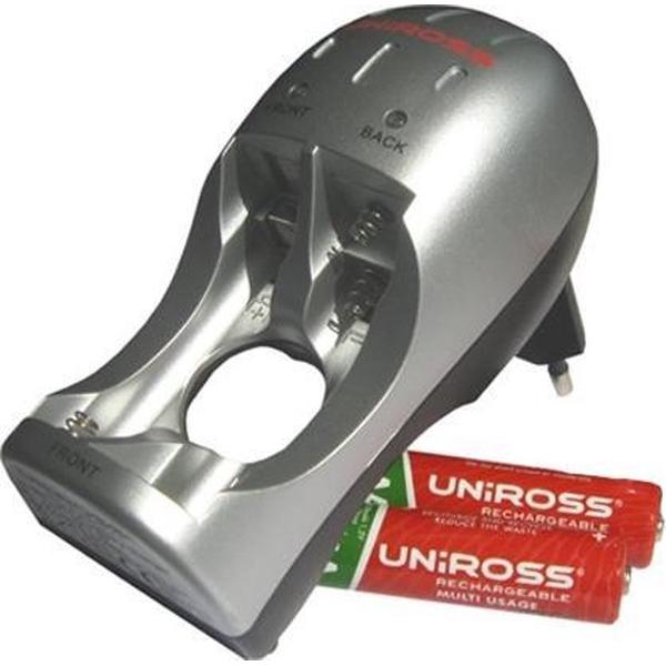 Uniross AA & AAA Batterijenoplader voor 4 stuks - Inclusief 4x AA oplaadbare batterijen