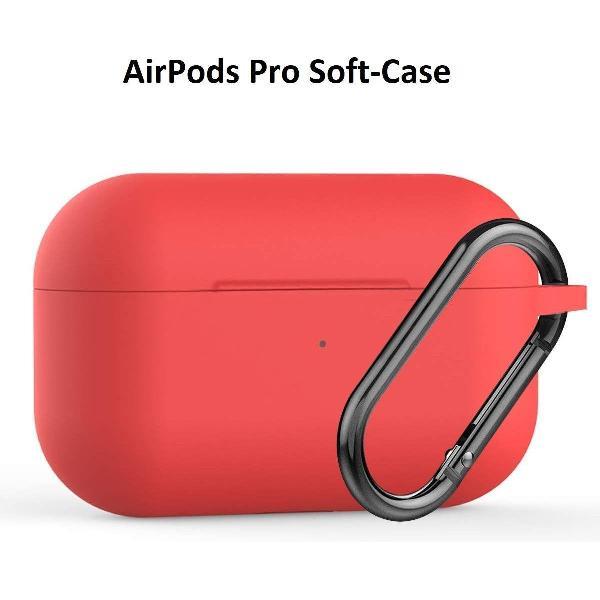 Apple AirPods Pro Soft Silicone Hoesje Met sleutelhanger - Rood