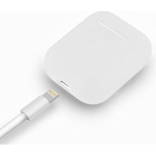 Silicone Case Cover Hoesje geschikt voor Apple Airpods - Wit - Mangry