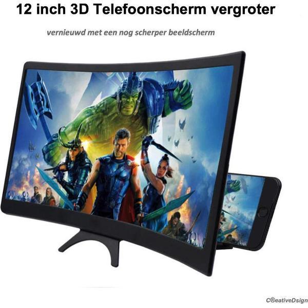 Vergrootglas voor Smartphone HD- Beeldscherm vergroter HD- Geschikt voor elke smartphone- NIEUWSTE MODEL - Curved Scherm 3D- Telefoon Beamer HD-