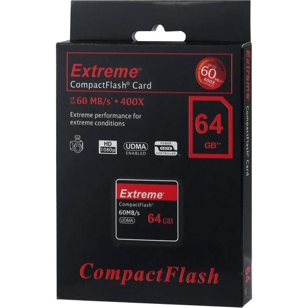 64 GB Extreme Compact Flash-kaart, 400X leessnelheid, tot 60 MB / S (100% werkelijke capaciteit)