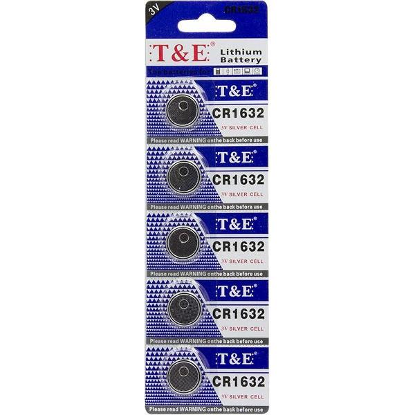 T&E knoopcel batterij Lithium CR1632 - Blister 5
