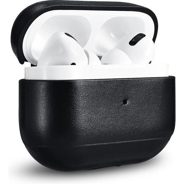 Icarer - Echt lederen cover hoes - AirPods Pro - Zwart