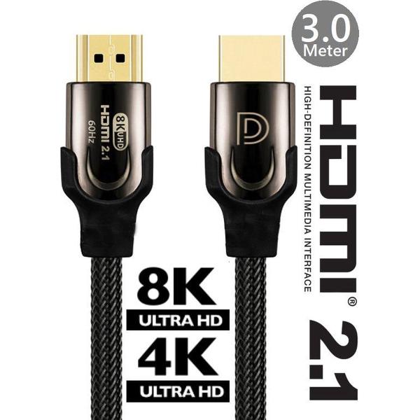 DINTO® HDMI Kabel 2.1 | HDMI kabel 4K Ultra HD + 8K Ultra HD | Gold Plated | 48 GBPS | HDMI kabel 3 meter | HDMI naar HDMI | 4320P | 120 Hz | HDMI | PS5 |