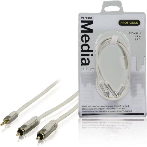 Profigold Prom3411 Stereo-audiokabel 3,5 mm Male - 2x Rca Male 1,00 M Wit