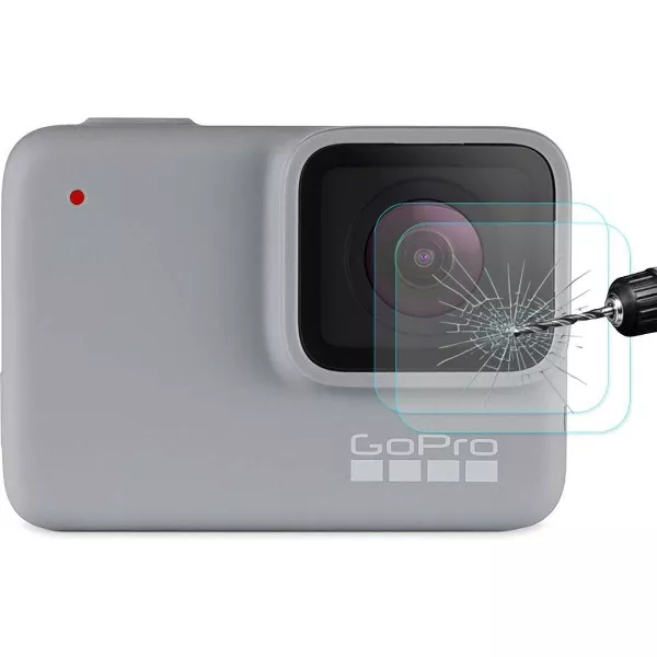 PRO SERIES 2x Lens Screenprotector Tempered Glass Geschikt voor GoPro Hero 7 ZILVER / WHITE - Transparant