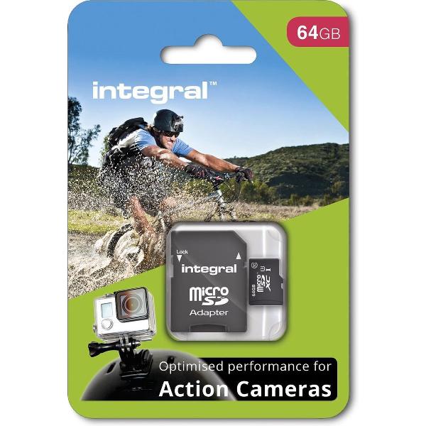 Integral Micro SDHC Geheugenkaart voor Action Cam 64GB + SD Adapter Set