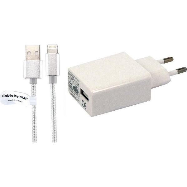 2A lader TUV gekeurd 3 m Oplaadkabel en oplader adapter met stekker. Past ook op Apple. iPhone 6, iPhone 6s, iPhone 6+ Plus, iPhone 7, iPhone 7+ Plus