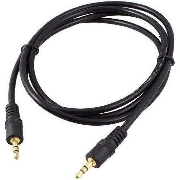 Audio AUX kabel 2,5 M. - zwart - jack male 3.5mm - jack male 3.5mm