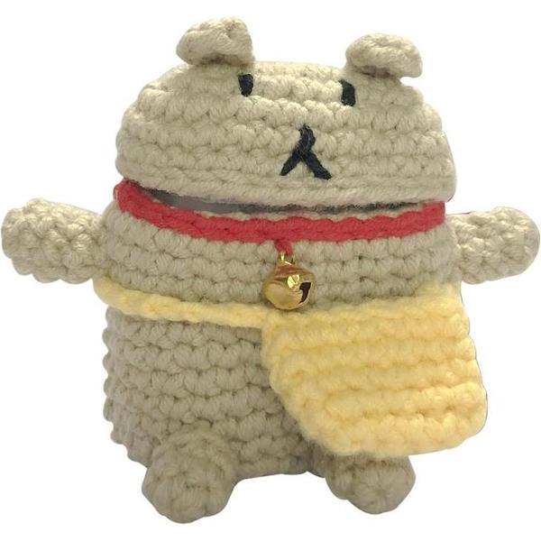 Gebreide schattige cartoon pluche pop beschermhoes voor Apple AirPods 1/2 (beer)