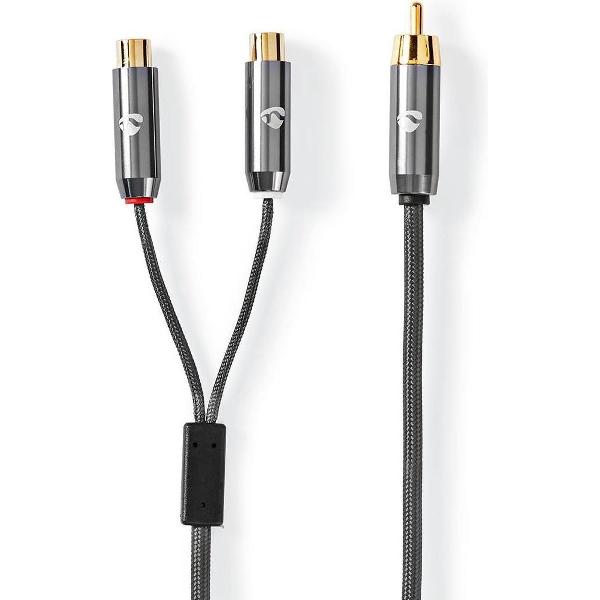 Nedis Premium Subwoofer/Tulp mono (m) - Tulp stereo (v) audio adapter / zwart - 0,20 meter