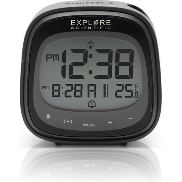 Explore Scientific RDW3007 Radio gestuurde digitale projectiewekker | Groot Touchscreen Display | Datum aanduiding | Binnen thermometer | Zwart – Grijs