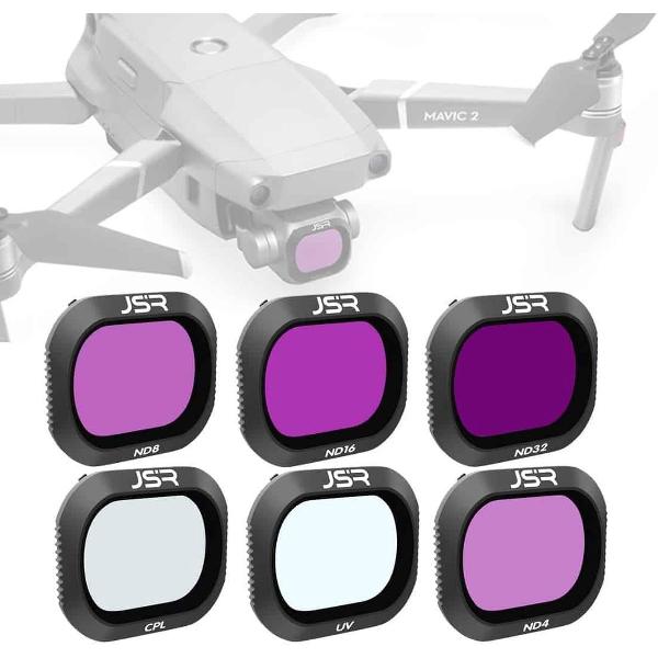 JSR Drone 6 in 1 UV + CPL + ND4 + ND8 + ND16 + ND32 Lensfilter voor DJI MAVIC 2 Pro