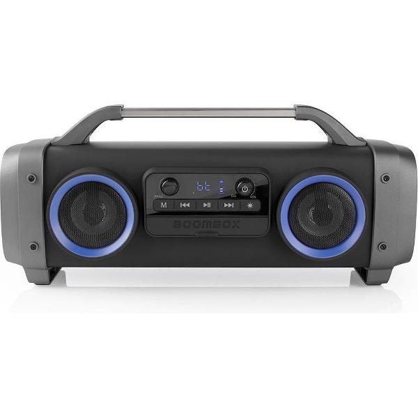 Nedis SPBB300BK Party Boombox 3 Uur Speeltijd Bluetooth® Draadloze Technologie Fm-radio Party-verlichting Zwart