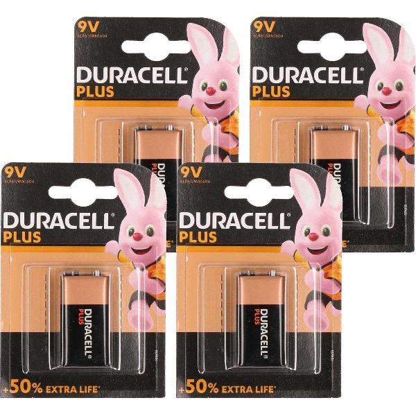 Duracell Plus Power 9V Alkaline Batterij - 4 Stuk (4 Blisters a 1 st)