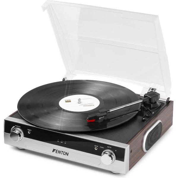 Platenspeler Bluetooth - Fenton RP102A stereo platenspeler met Bluetooth, ingebouwde speakers, auto stop & USB aansluiting - Zilver