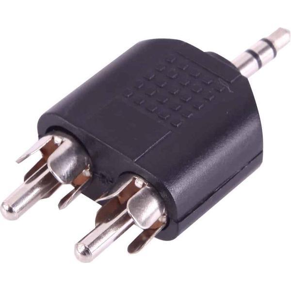 2 RCA male naar 3,5 mm mannelijke jack audio Y-adapter (zwart)