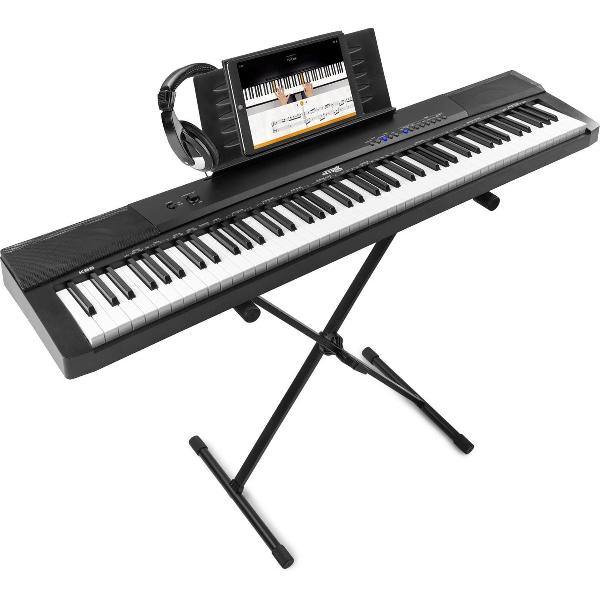 Digitale piano - MAX KB6 keyboard piano met o.a. 88 aanslaggevoelige toetsen, sustainpedaal, mp3 speler, etc. + keyboardstandaard en koptelefoon