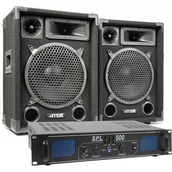 Complete MAX10 geluidsinstallatie met MAX10 speakers en SPL500 versterker - 500W