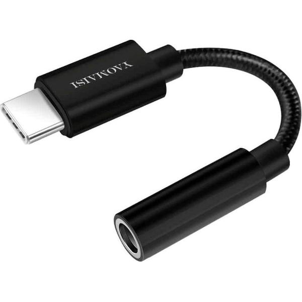 YAOMAISI Q16 10 cm 3,5 mm audio vrouwelijk naar USB-C / Type-C mannelijke adapterconverter, voor Galaxy S8 & S8 + / LG G6 / Huawei P10 & P10 Plus / Oneplus 5 / Xiaomi Mi6 & Max 2 en andere smartphones (zwart)