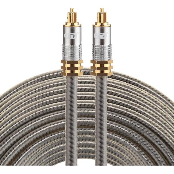 ETK Digital Optical kabel 20 meter / toslink audio male to male / Optische kabel metaal - Grijs