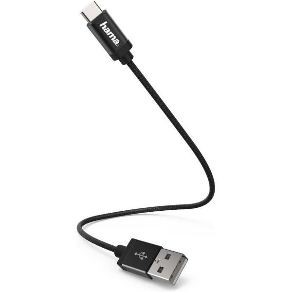 Hama Oplaad-/gegevenskabel USB Type-C 0,2 M Zwart