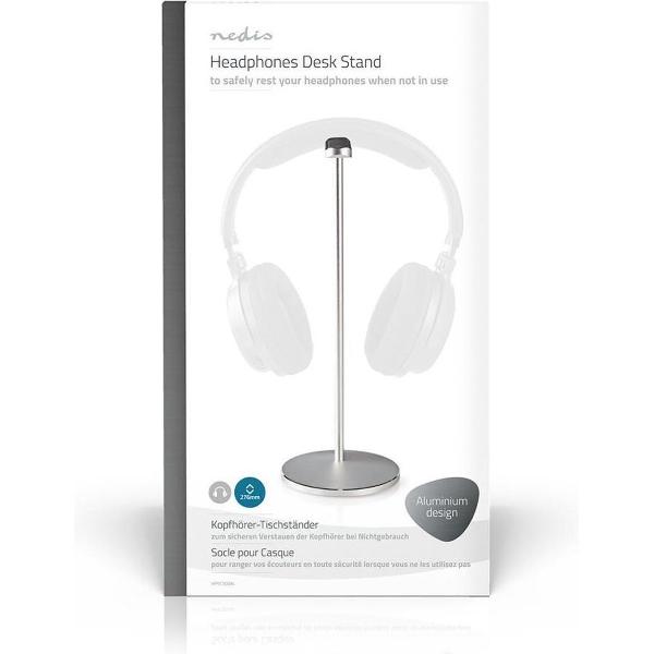 Nedis HPST200AL Standaard Voor Koptelefoon Aluminium Ontwerp Antislipvoetjes 98 X 276 Mm Zilver
