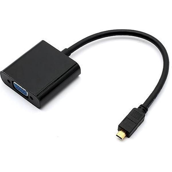 Vido - 1080P Micro HDMI Male to VGA Female Video Converter Adapter Kabel Zwart