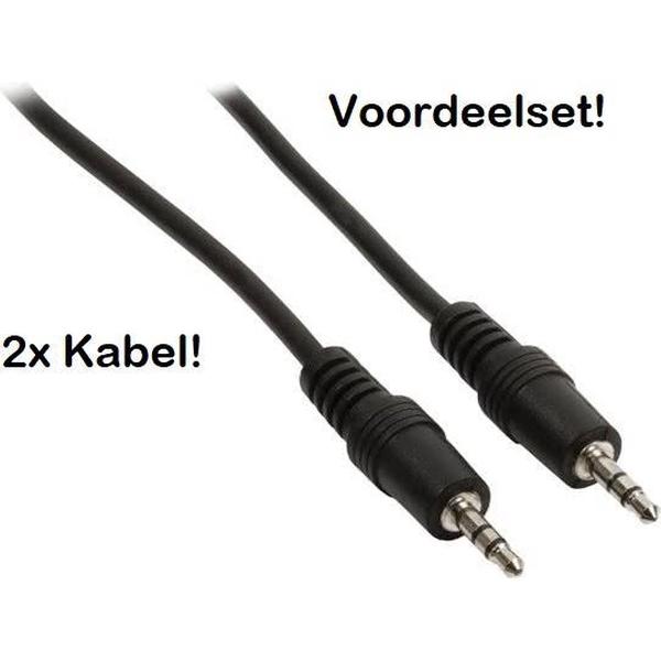 2 Pack Voordeel set Jack Stereo Audio Aux Kabel 1.5 meter zwart
