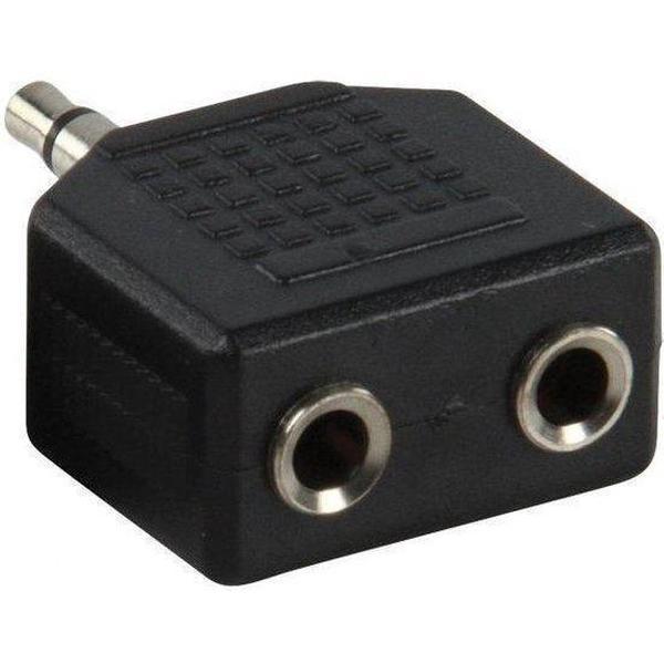 Hoofdtelefoon Splitter, Verdeel Adapter plug van 1x 3,5 mm naar 2x 3,5 mm Jack (Zwart)