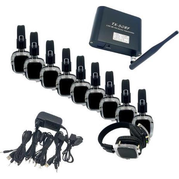 Silent disco pakket voor 10 personen