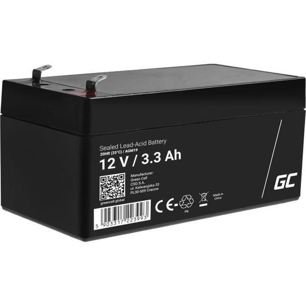 Green Cell 12V 3.3Ah (4.6mm) 3300mAh VRLA AGM accu