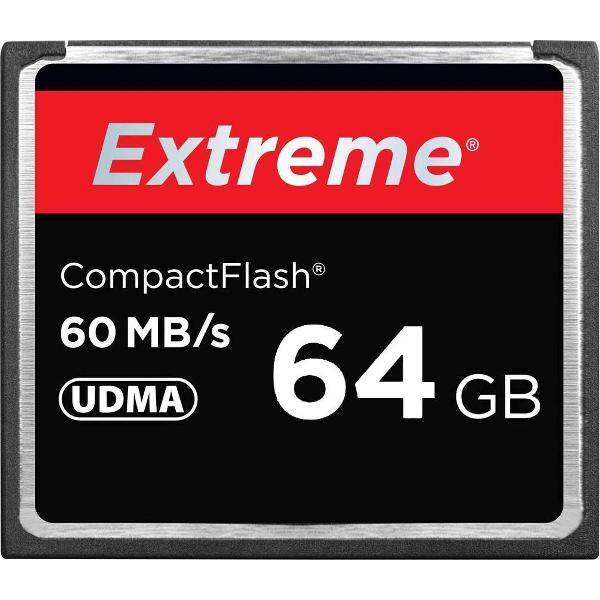 Compact flash card 64GB - Extreme - 400X lees snelheid, tot wel 60 MB/S - compact flash geheugenkaartje - 43×36