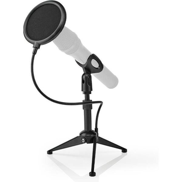Nedis Microfoon statief | Verstelbare Hoogte | Pop-filter | 2 Houders Meegeleverd | Zwart