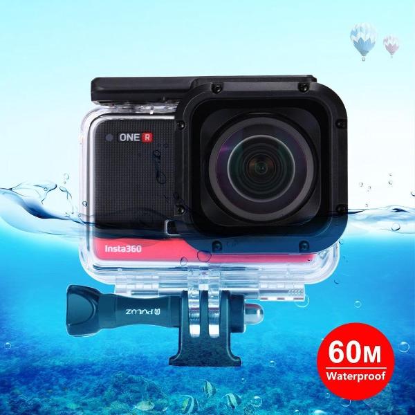 PULUZ 60m onderwaterdiepte Duikbehuizing Waterdichte camerabehuizing voor Insta360 ONE R 1.0 inch editie (transparant)
