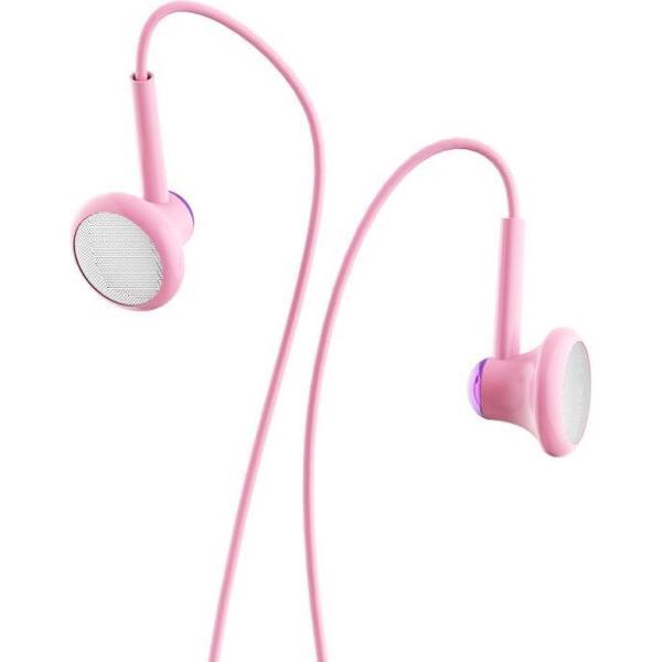 JOYROOM JR-EL123 3.5mm In-Ear plat hoofd Design draad controle Stereo koptelefoon met microfoon voor iPhone Galaxy Huawei Xiaomi LG HTC en andere slimme Phones(Pink)